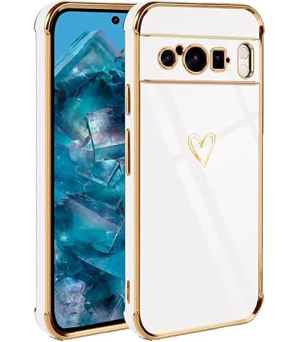 ZTOFERA Silikonhülle Für Google Pixel 8 Pro – Mit Herz-Muster & Goldrand, Stoßfest & Stylisch