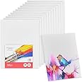 Artlicious Canvases for Painting - Pack of 12, 8 x 10 Inch Blank White Canvas Boards - 100% Cotton Art Panels for Oil, Acrylic & Watercolor Paint