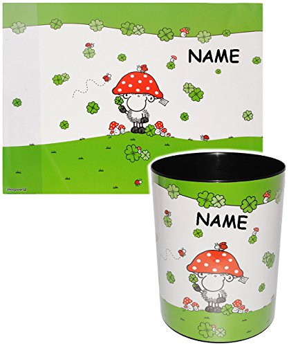 Set _ Papierkorb & Schreibtischunterlage – “ Ihr Wunschmotiv “ – Tischunterlage / Knetunterlage / Bastelunterlage – Schreibtischset – aus Kunststoff – Mülleimer / Eimer – Aufbewahrungsbox für Kinder / Behälter – Erwachsene – Mädchen & Jungen – Abfalleimer – Tiere – Mangusten – Fußball / Weltraum / Blumen / Tier / Tiermotiv / Abfallbehälter Kinderzimmer – lustig Comic / Unterlage – Kinderschreibtisch - 6