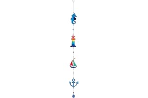 Purity Style Marine Coastal Suncatcher featuring a Seahorse, Lighthouse, Yacht and Anchor
