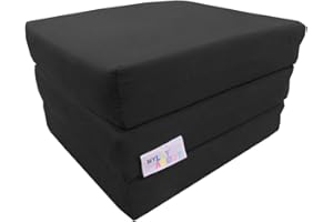 MyLayabout Adult Z Bed Memory Foam Fold out/Chairbed/Mattress | 10 Colour | Single (Black)