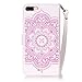 Lomogo [Windbell Embossing] 5.5" iPhone 7 Plus / iPhone 8 Plus Leather Wallet Case with Kickstand Card Holder Magnetic Closure Shockproof Flip Case Cover for iPhone 7 Plus / 8 Plus (5.5-inch) (White-Pink)