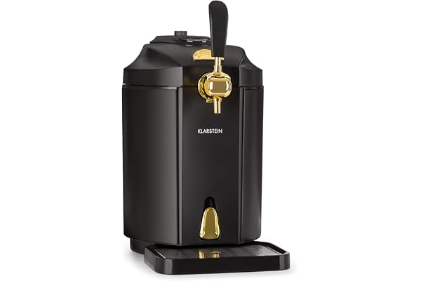 KLARSTEIN Skal - Tireuse à bière, Machine à bière, Appareil à bière, Adapté pour fûts de 5 litres, Système de cartouches CO2 à pression, 3 cartouches CO2 incluses, Écran LED, Silencieux, noir