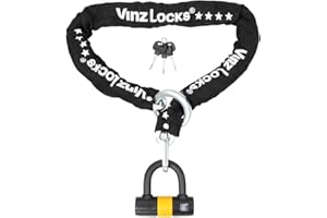VINZ Trivor Candado de Moto Disco | Antirrobo con Llave | Homologada ART 4 | Testado Acero Endurecido ø11mm | Candado de Cadena/Cadena de cerradura para Motos & Scooters - 120cm