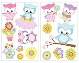 15-teiliges Süße Eulen Wandtattoo Set Kinderzimmer Babyzimmer in 5 Größen (2x16x26cm mehrfarbig)