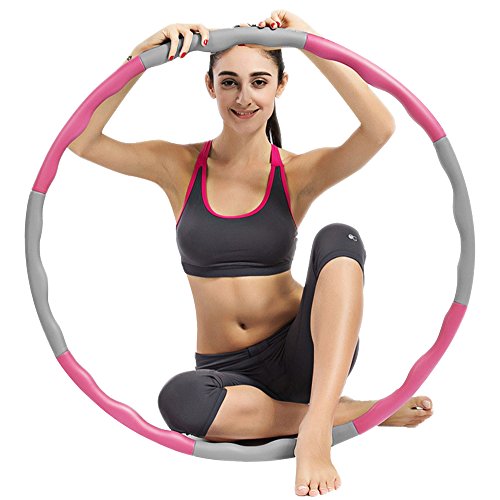 Hula Hoop , Ubegood Hula Hoop Serie zur Gewichtsreduktion Hula Hoop Sportarten Fitness Reifen Abnehmbarer Hula Hoop mit Schaumstoff 1,2kg, Grau und Rosa