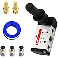 RIH 5 Way 2 Postion Air Hand Lever Operated Valve Pneumatic Solenoid Valve Manual Control Push Pull Valves 4H210-08 (1/4"NPT)