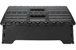 DIOCHE Scaletta per anziani, portatile, pieghevole, scaletta nera per anziani in gravidanza, bagno, viaggi, capacità di carico fino a 136 kg, 37,8 x 21,6 x 13 cm