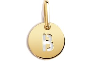 SINGULARU - Mini Medallion Letter. Pendentif initiale en argent sterling 925 avec finition plaquée or 18 Kt. À combiner avec un collier. Bijoux pour femme. Lettre A-Z.