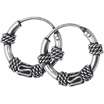 NKlaus Orecchini Creoli Celtico In Argento 925 Ossidato – Coppia Gioielli Gotici, 14 Mm, Per Lui E Lei, Piercing Al Lobolo