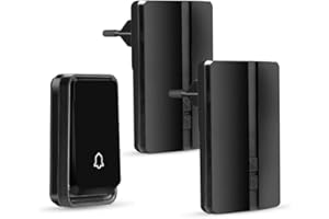 iKALULA Campanello Senza Fili, Campanello Wireless 51 Melodie con 4 Livelli di Volume, 1 Trasmettitore e 2 Ricevitore,Portata 150m, Indicatore LED, per Casa, Ufficio, Anziani - Nero
