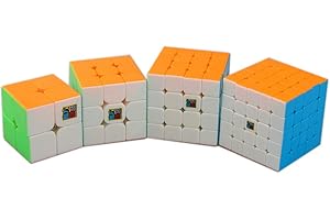FunnyGoo MoYu MoFangJiaoShi Cubing Classroom MeiLong Cube Bundle 2x2 3x3 4x4 5x5 Magic Cube Cubing Classroom meilong Smooth Puzzles Cube Set Stickerless Gift Packing