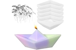 BYFFOER 5 stampi in silicone per barca, origami 3D, stampi per candele in silicone, con stoppino per candele, stampi in silicone per candele fai da te in silicone