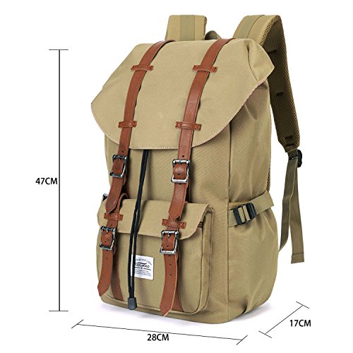 17 Zoll Laptop Rucksack KAUKKO Backpack Schulrucksack für Arbeit Campus Studenten Outdoor Reisen Wandern mit Großer Kapazität Nylon Khaki [2PCS] - 2