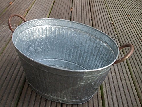 Zinkwanne, Pflanztopf, Zinkbottich, Blumentopf, Pflanzschale, 33 x 26