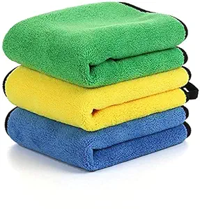 OAN All Purpose 800 GSM Microfiber Cloth for Cleaning, Dusting, Detailing and Polishing (40x30 cm, Random Color) -Pack of 3