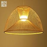 Linterna de bambú tejida a mano moderna Bird Cage Chandelier Dormitorio...