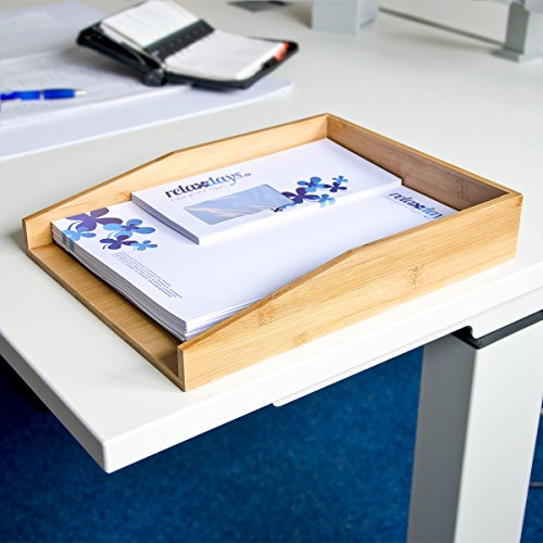 Relaxdays Briefablage aus natürlichem Bambus HxBxT: ca. 6 x 25 x 34 cm Dokumentenablage für A4 geeignet als Papierablage und Schreibtischorganizer für Briefe und Unterlagen Schreibtischablage, natur - 2
