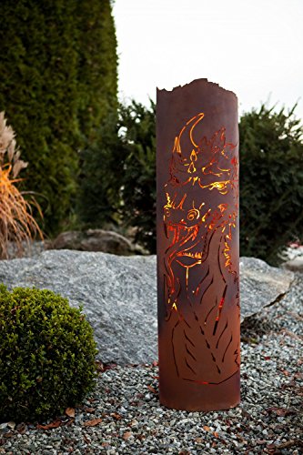 Feuersäule „Magischer Drache“ 125cm von Ferrum Säule Edelrost Rost - 2