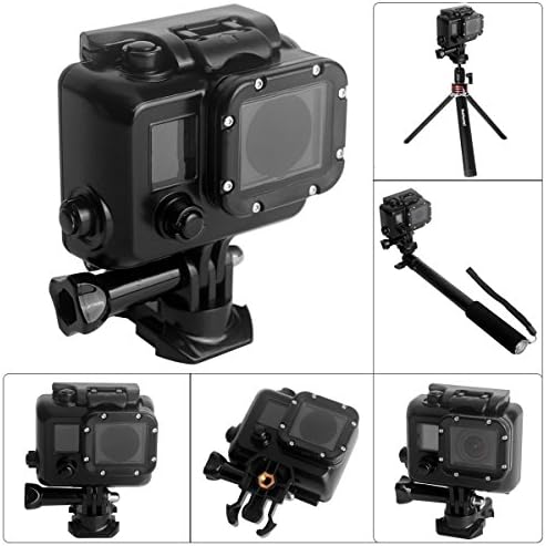 Fantaseal 8-in-1 Black Diving Housing 10 Feet Dive Housing Skeleton Kit w/ 2-in-1 Buckle Clip + Wrench + Lens Cap + Wrench+ Safety Rubber for GoPro Case GoPro Housing ,for GoPro 4/3+/3-Black