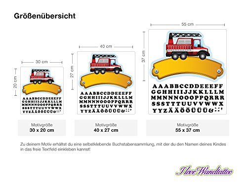 I-love-Wandtattoo ILWT-20-012 Kinderzimmer „Türaufkleber Stadt und Feuerwehr“ mit Name für Jungen - 3