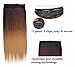FESHFEN 24" Long Straight Ombre Two Tone Synthetic Hair Extensions Clip in on Hairpieces 5 Clips One Piece 3/4 Full Head Cosplay Party-Black