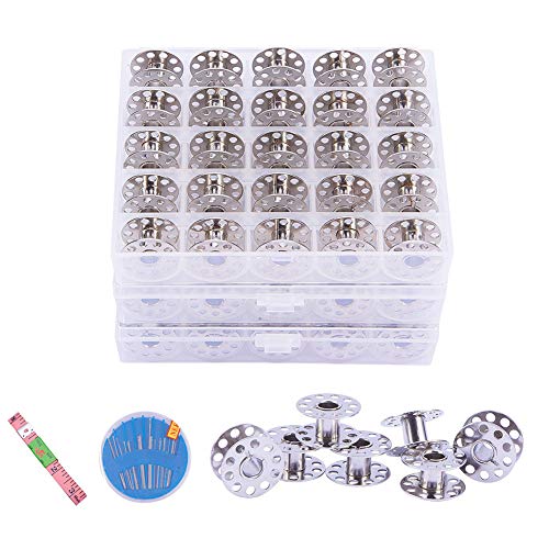 BENECREAT Set de carretes, maquina de coser estandar Bobinas / carretes de metal en caja (3 cajas, 25 piezas /...