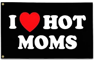 SIIXOI I Love Moms Flagge I Heart Hot Moms Flagge 90 x 152 cm lustige Dekoration Banner für drinnen und draußen und Studentenwohnheim Wanddekoration – Muttertag Geburtstag Tapisserie Geschenke