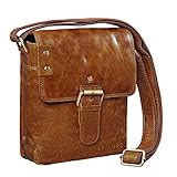 Hochwertiges Leder | Viele Fächer mit Stauraum für 0.5 Liter Wasserflaschen, DIN A5 Dokumente, Bücher, iPads, Schlüssel, Smartphone und Geldbörse | ideal einsetzbar als kleine Messenger Bag, Tablettasche, kleine Schutertasche, Vintage Umhängetasche klein oder Pendlertasche