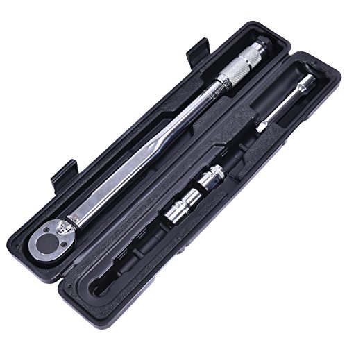 Costway Automatischer Drehmomentschlüssel Set 1/2 Zoll 28-210NM mit 125mm Verlängerung und Steckschlüsseln 17/19, 21mm