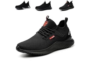 HANANI Steel Toe Caps Trainers Lightweight Boots Womens Mens Work Industrial Work Shoes Unisex Black EU36-EU46