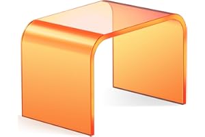 BOPKOWI Acrylic Step Stool,Acrylic Stools,Clear Step Stools with Non-Slip for Bathroom,Holds Up to 250lbs (Orange No Non-Slip, Pack of 1)