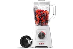 Tefal Blendforce II Blender, 2L Plastic Jug, 1.25L Effective Capacity, 600W, 4 Removable Stainless Steel Blades, Smoothie, Ice Crush, 2 Speeds + Pulse, Kitchen Shakes Maker, White, BL420140