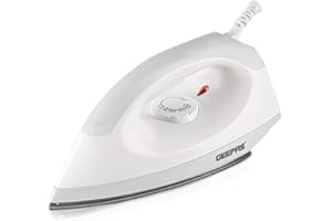 GEEPAS Dry Iron | Clothes Lightweight Electric Press | 32s Heat up Non-Stick Soleplate Adjustable Temperature | Overheat Protection Ergonomic Handle with Indicator Light | 2 Year Warranty 1200W White