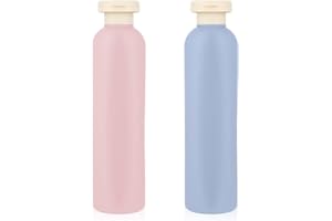 WLLHYF Quetschflaschen 2 Stück nachfüllbare Kunststoff-Reisebehälter leere Flaschen mit Klappverschluss Reisezubehör für Shampoo, Cremes, Lotion, Spülung (Rosa+Blau, 260ML)