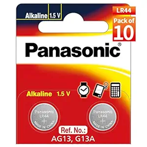 Panasonic Alkaline Coin Battery LR44, Pack of 10