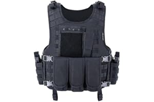 ACEXIER Gilet Airsoft Molle Gilet Tactique Porte Plaque Swat Gilet de Pêche Chasse Paintball Gilet Militaire Armée Armure Police