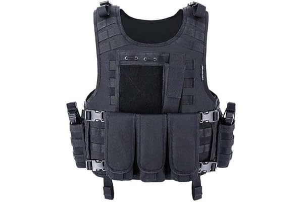 ACEXIER Gilet Airsoft Molle Gilet Tactique Porte Plaque Swat Gilet de Pêche Chasse Paintball Gilet Militaire Armée Armure Police