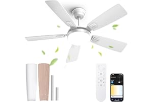 BLITZWILL Deckenventilator mit Beleuchtung, Ø132cm App Steuerung & Fernbedienung Deckenventilatoren mit Licht LED, 3 Farben Dimmbar, 6 Geschwindigkeiten, Leise DC-Motor, Sommer-Winterbetrieb