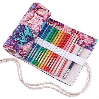 Amoyie Handmade Aufbewahrungstasche Canvas Federmäppchen Rollen für 72