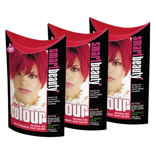 Smart Colour Semi-permanent Intense Red Hair Dye x 3
