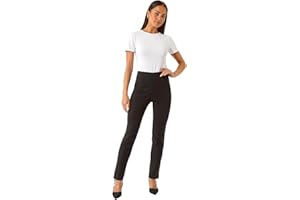 Roman Originals Stretch Trousers for Women UK Ladies High Waisted Pants Pull On Leggings Smart Slimming Office Work Fitted Tailored Tapered Regular & Plus Sizes