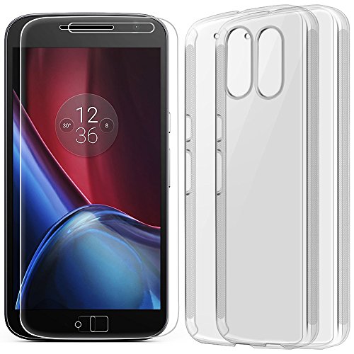 Fundas Protectora TPU para Moto G Plus 4th Generaci  n 5 5  con Protectore de Pantalla  AFUNTA 1 Pel  culas Protectoras de Cristal Templadas de Cobertura Completa  con 2 Carcasas Transparentes A Prueba De Choques Para Moto G4 Plus 5 5 Pulgadas