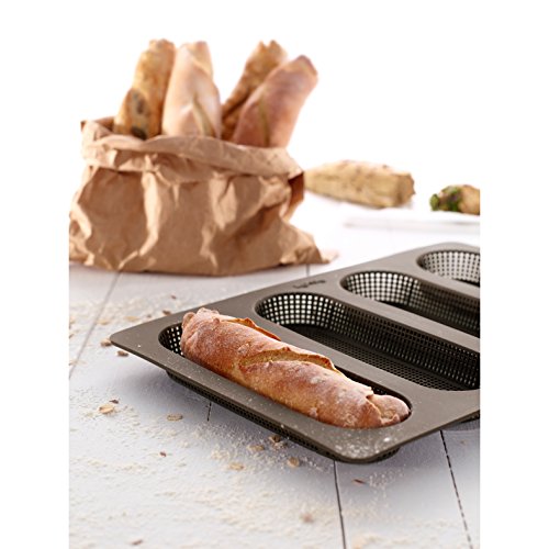 Lékué 0203100M10M017 Mini-Baguette-Backform 4er-Set Silikon, 4 Einheiten, Bunt - 4
