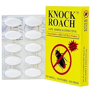 KNOCK ROACH Cockroach Killer Tablet Alternative to Anti Roach Gel, Cockroach Paste, Cockroach Gel & Cockroach Spray. Cockroach Repellant for Kitchen, (Pack of 6, 20g Each, Beige, Yellow)