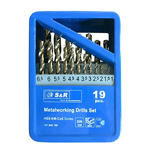 S&R Metallbohrer Set 1,0 – 10 mm , 19 Stk, DIN 338, HSS COBALT, Kobaltlegiert, C-Schliff nach DIN 1412 135°, geschliffen, Metallbox. Profi-Qualität - 2