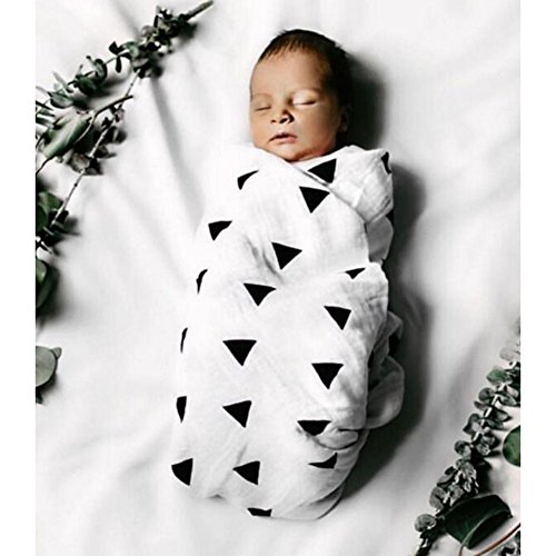 hibote Soft Organic Cotton Muslin Swaddle Bath Towel Multi-use Blanket Infant Newborn Baby Wrap (Triangle)