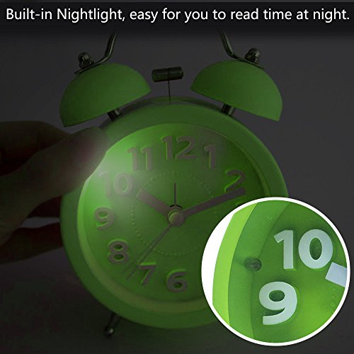 cooja Twin Bell geräuschlos Quarz Analog Nachttisch Lovely Wecker, Schwarz - 5