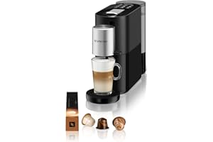 Krups Machine à Café Nespresso Atelier XN8908 - Système de Mousse de Lait - Réservoir d'eau de 1 l - Avec Tasses en Verre Nespresso + Capsules - Pression 19 Bar - Noir/Argenté