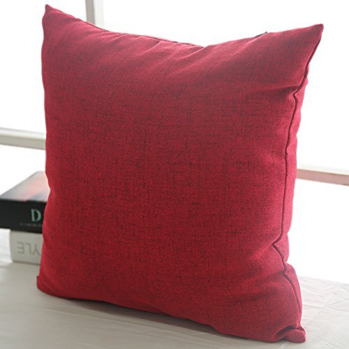 Deconovo 4er Pack zum Sparpreis Leinen Optik Kissenhülle, Kissenbezüge, Sofa Dekokissen Cushion Cover, 40×40 cm, Rot, 4er set - 4
